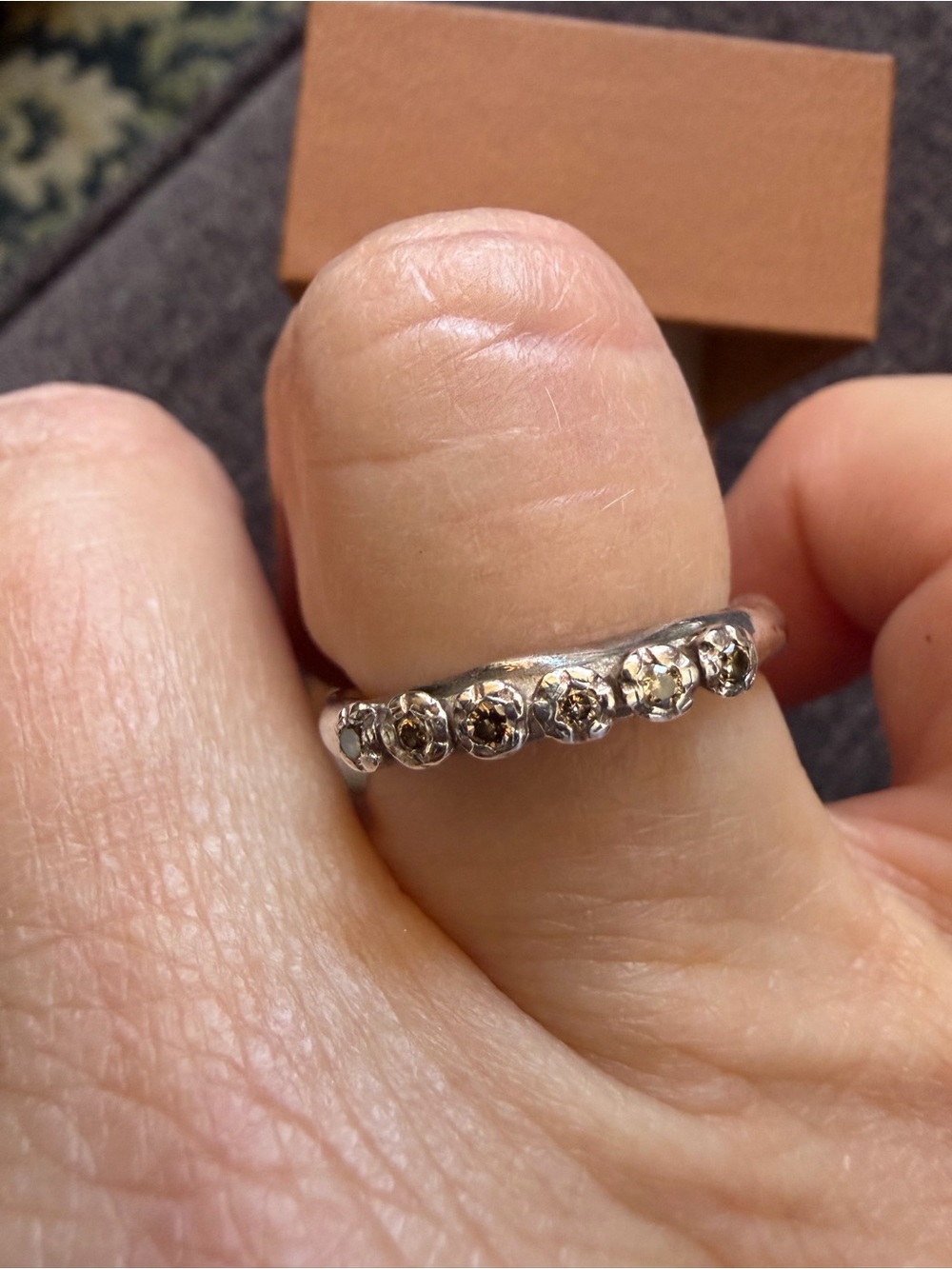 Rosa Maria Sterling and Smokey Cognac Diamond Band